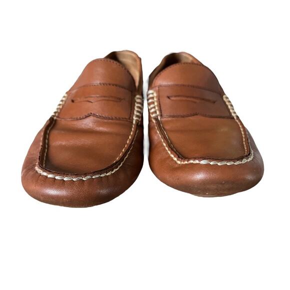 POLO Ralph Lauren Telly Leather Driving Moc Loafer Shoe Sz 7 Tan Preppy Classic - Picture 2 of 9